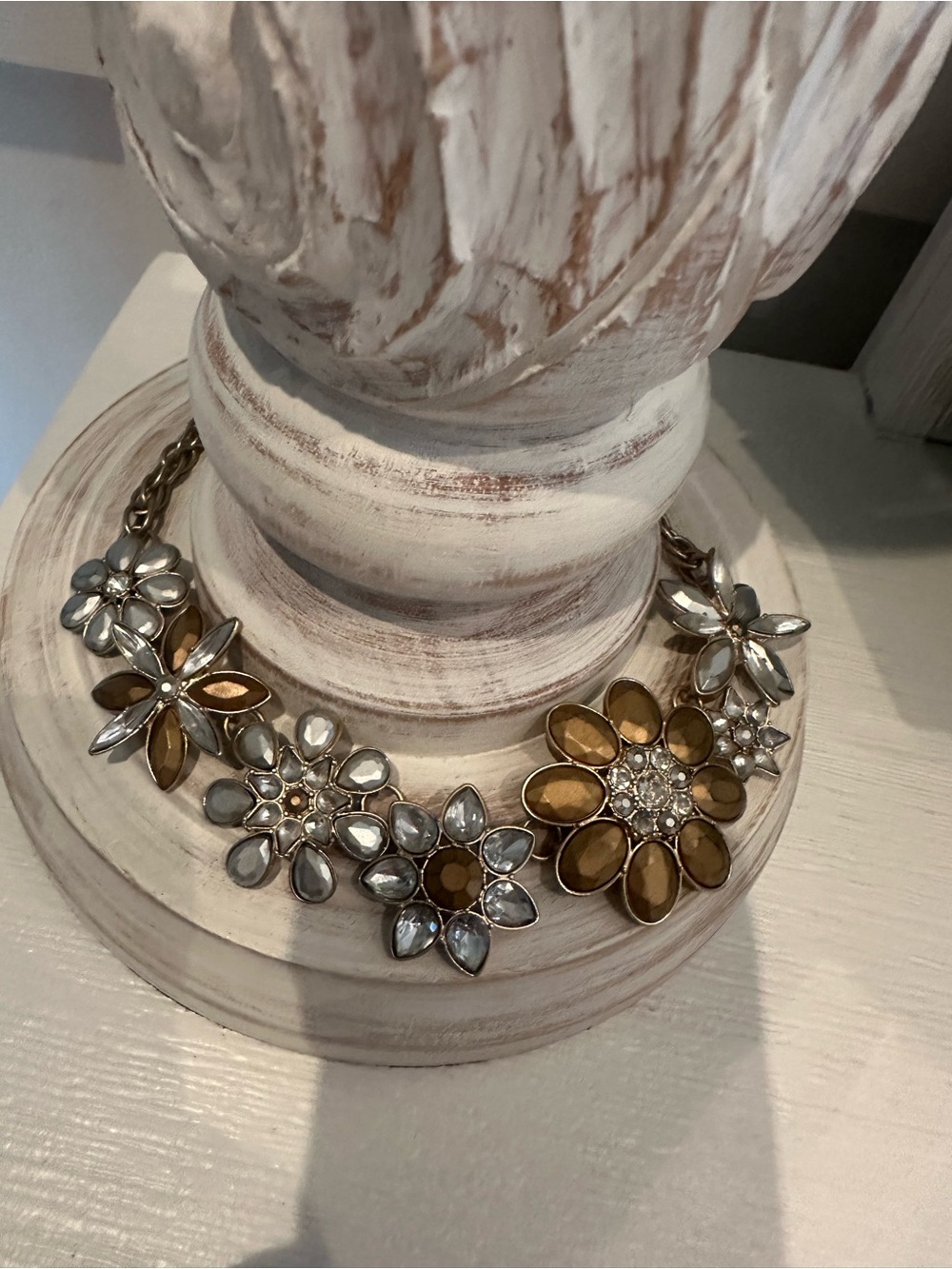 LOFT Floral Statement Necklace in Gold and Silver Tones